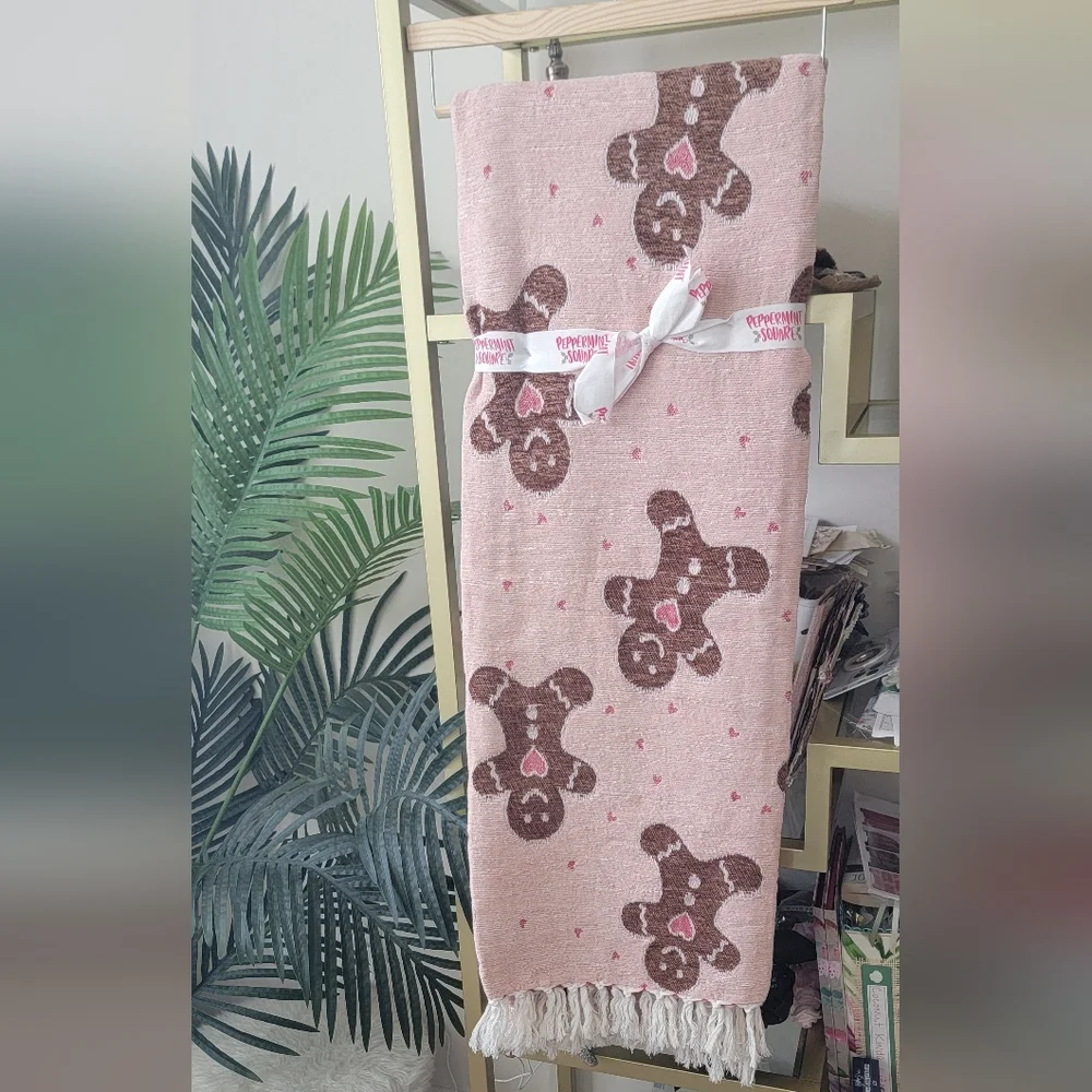 Two Left! - NWT Peppermint Square Gingerbread Blanket
